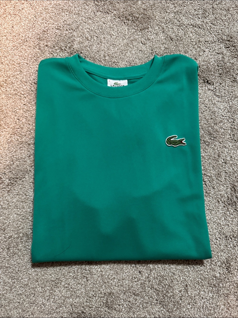 Lacoste Green Short Sleeve Crewneck Tee with Crocodile Logo